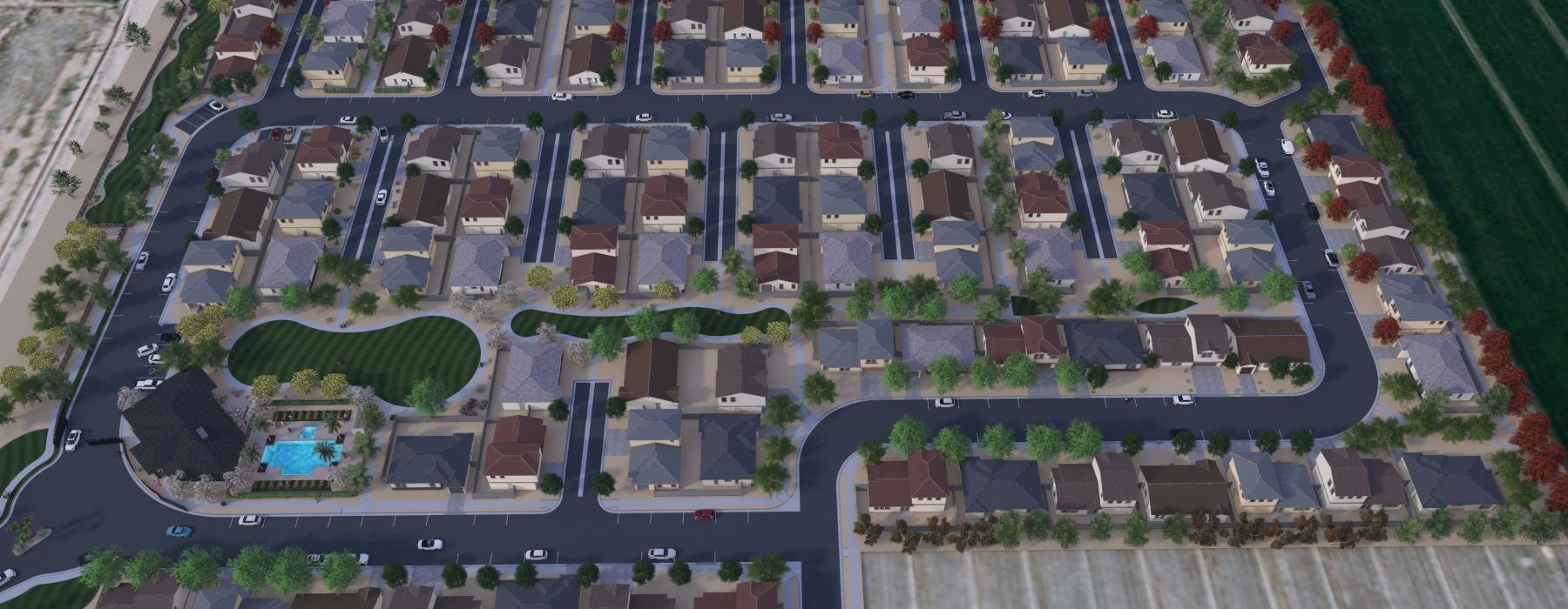 an aerial view of a city